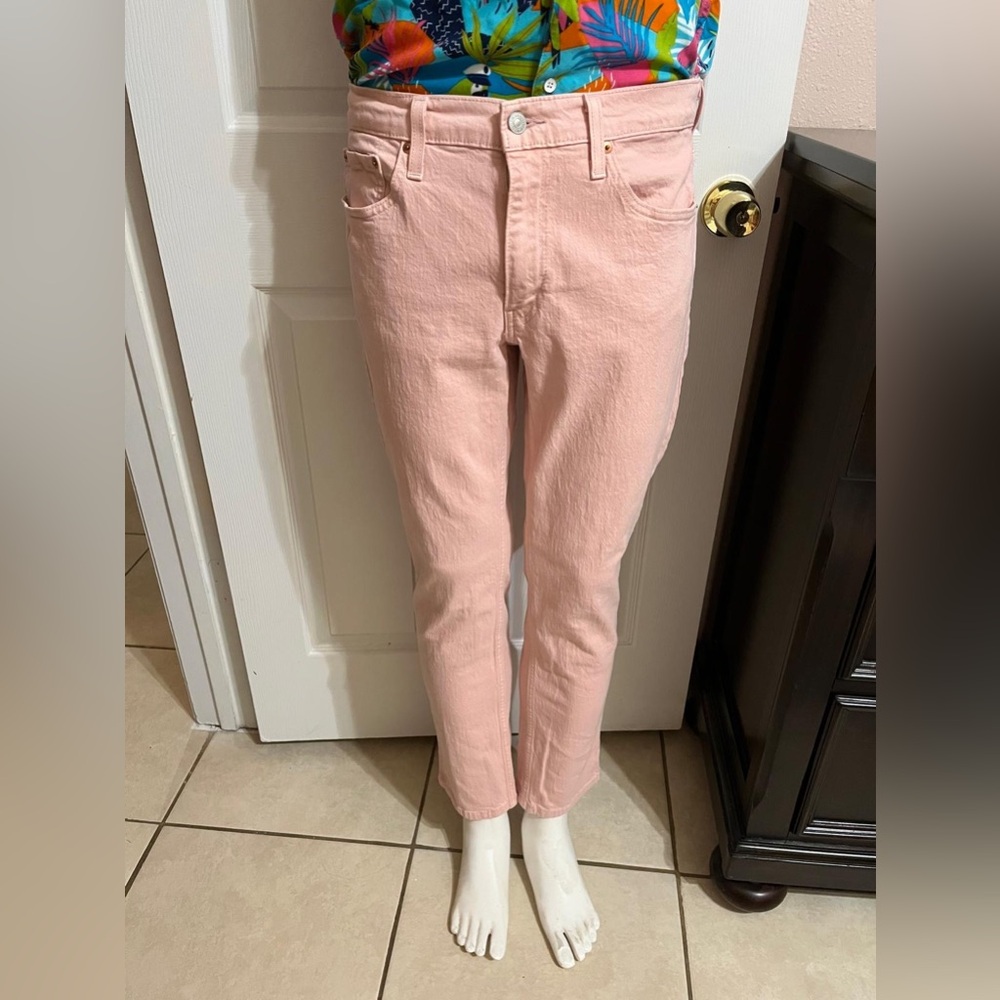 (4) Levi's 501 pink jeans - straight leg, high-waisted, button fly